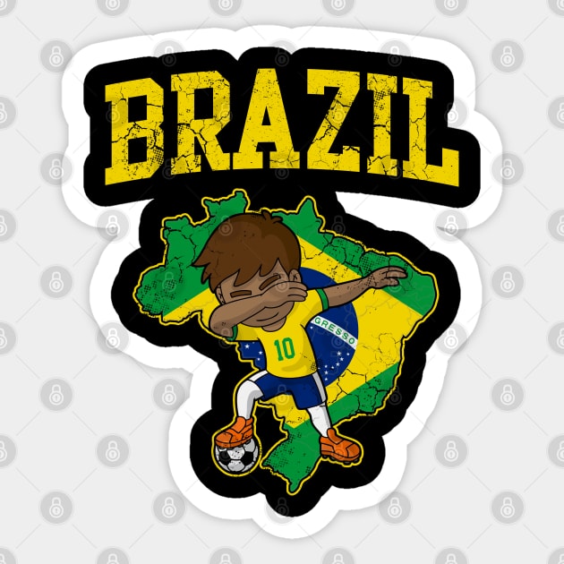 Brazil Soccer Football Boy Brazilian Flag Map Sticker by E